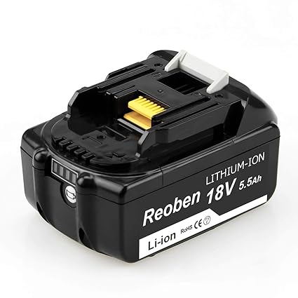 Reoben BL1860B für Makita Akku 18V 5,5Ah Lithium Ersatzakku BL1860B BL1860 BL1850B BL1850 BL1840 LXT-400 mit Indikator