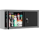 JZD Metal Wall Cabinet with Two Lockable Doors, Steel Wall Chest for Kitchen Warehouse Home Office Garage