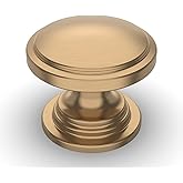 Amerdeco 10 Pack 1-1/4 inch Kitchen Cabinet Knobs Champagne Bronze Cabinet Knobs Bedroom Dresser Gold Round Drawer Knobs Sing