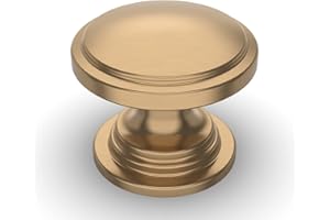 Amerdeco 10 Pack 1-1/4 inch Kitchen Cabinet Knobs Champagne Bronze Cabinet Knobs Bedroom Dresser Gold Round Drawer Knobs Single Hole Cabinet Pulls