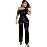 Figdaw Women's Sparkle Rhinestone Jumpsuits for Women Sexy Party Night Out