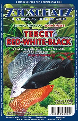 Zooschatz *** BUY 2 AND GET 1 FREE *** FROZEN TERCET RED-WHITE-BLACK - Fish food in 100g blister pack - Excellent for most types of freshwater and marine fish