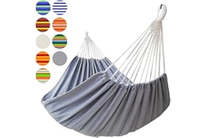 GOCAN Brazilian Double Hammock 2 Person Extra Large 330X150cm Load Capacity 600Pound Canvas Cotton Hammock for Patio Porch Garden Backyard Lounging Outdoor and Indoor XXL(Grey)