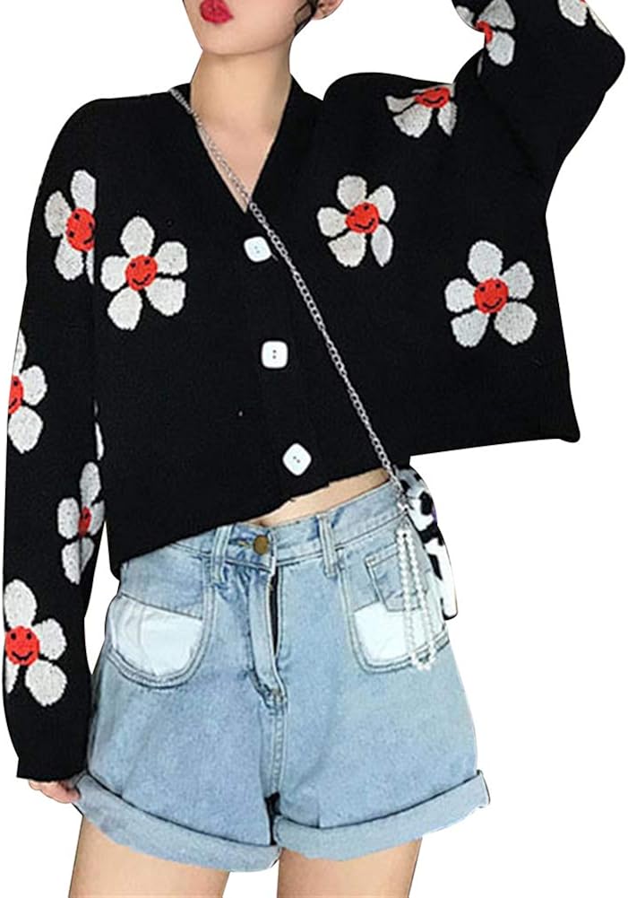 smiling daisies knit cardigan