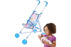 Kids Toy Doll Stroller - Realistic Play Stroller for Kids - Doll Pram Pretend Dress Up Game Accessories for Vacation Holiday 
