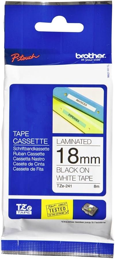 Brother TZe-241 Labelling Tape Cassette 18 mm x 8 m Laminated Black on White