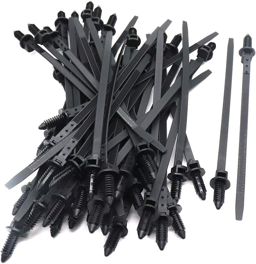 Sydien Fir Tree Nylon Push Mount Cable Zip Tie 8.3"x0.18" Black 50pcs