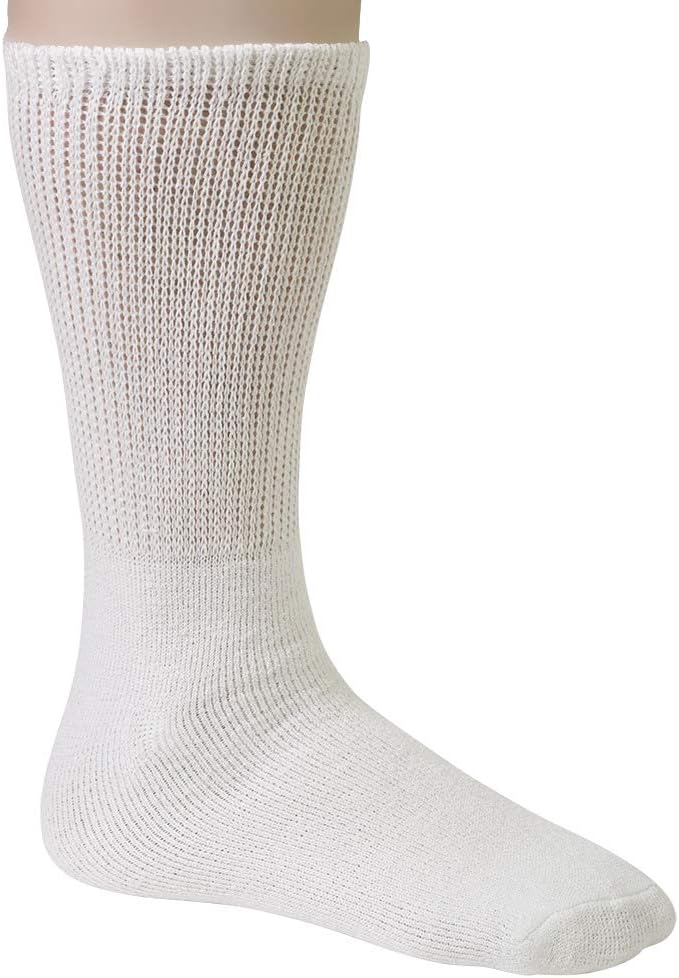 Debra Weitzner Non-Binding Loose Fit Sock - Non-Slip Diabetic Socks for Men and Women - Crew 6Pk White: Health & Personal Care