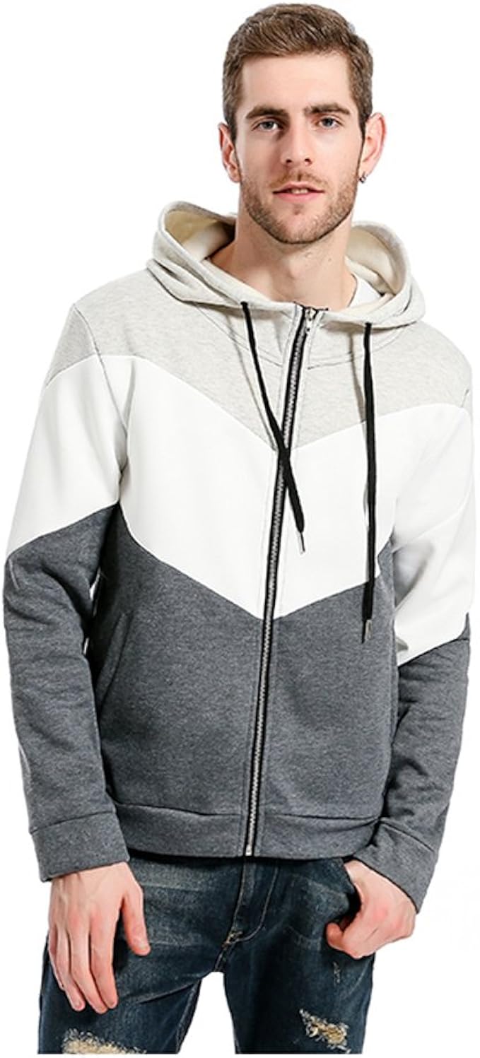 Enjoyable Store スウェットパーカー ジップパーカー スプライス 赤 青 白 グレー ポケット 付き フード付き 長袖 カジュアル シンプル おしゃれ メンズ M Xxl トレーナー パーカー 通販 Amazon