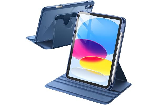 JETech Rotating Case for iPad (A16) 11th/10th Generation (2025/2022) with Pencil Holder, 360 Degree Rotation Protective Stand