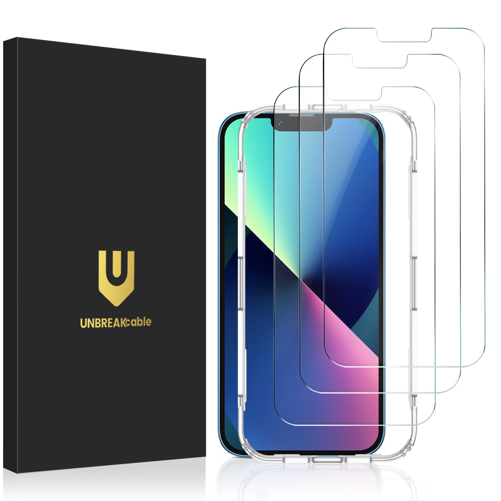 Photo 1 of UNBREAKcable Shatterproof Tempered Glass Screen Protector for iPhone 13 Mini [3-Pack] [99.99% HD Clear] [Easy Installation Frame] [9H Hardness] [Bubble Free] for Apple 13 Mini 5.4''