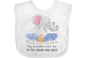 inktastic My Grandma Loves Me To the Moon and Back Elephant Family Baby Bib