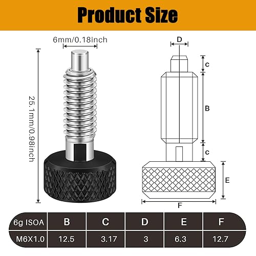 M6 Spring Pin Spring Plunger With Knurled Handle 2-Piece M6 Quick Release Pins ...