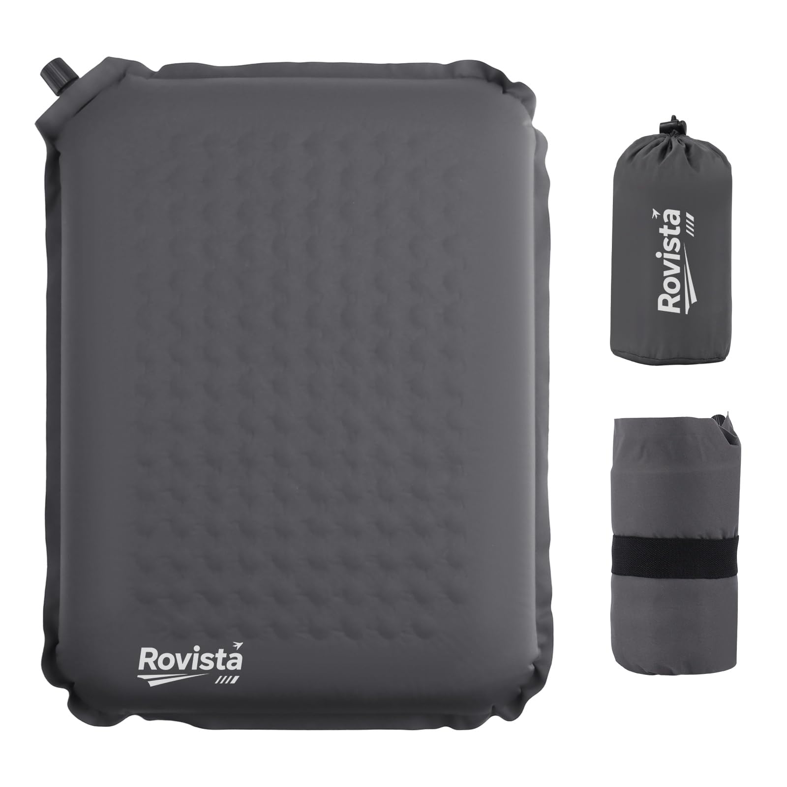 Photo 1 of Rovista Self-Inflating Airplane Seat Cushion for Long Flights – Portable Travel Cushion Airplane Seat - Memory Foam Travel Seat Cushion Providing Pressure Relief (Grey, 15.7" x 11.8" x 2")