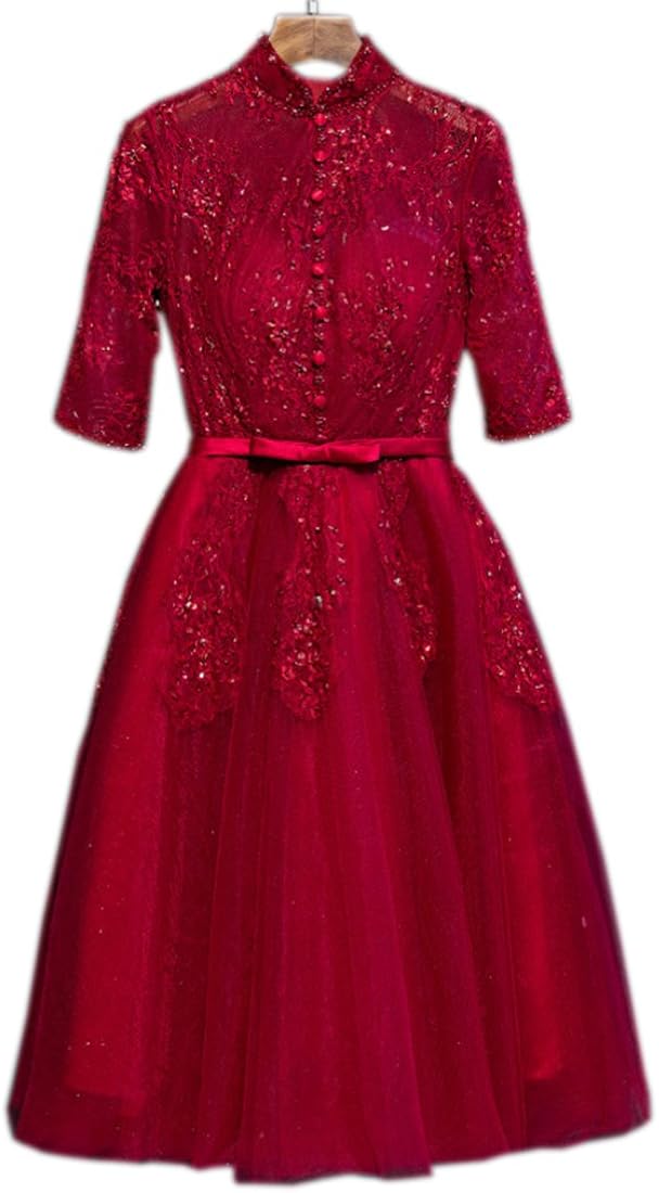 Amazon.com: Sequin One Shoulder Red Long Pleated Prom Dresses: Clothing - image #1975751 on 