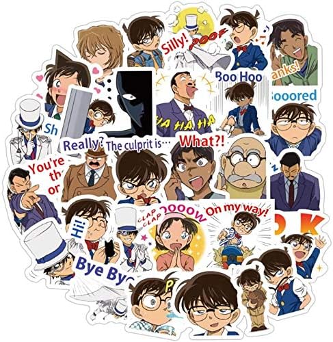 Zhenzhiao Anime Detective Conan PVC Waterproof Stickers Vinyl Stickers Decal No-Duplicate for Car, Luggage, Computer, Refrigerator Home Decor(40pcs)