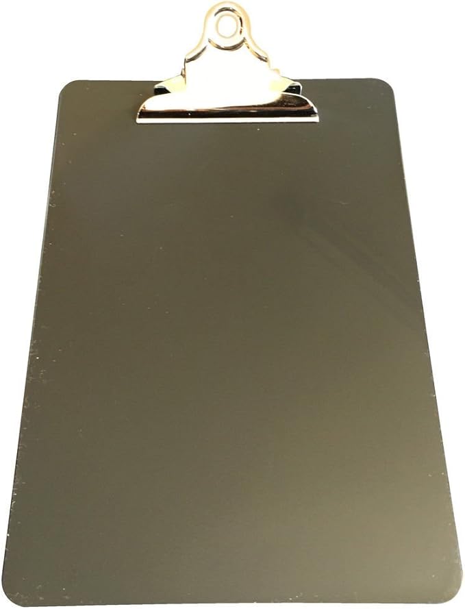 Pack of 12 Black A5 Clipboards with Butterfly Clip with Ruled Side