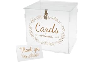 Acrylic Wedding Card Box with Lock & Slot Sturdy Transparent Money Post Box Holder Decorative Gift Card Envelop Collection Bo
