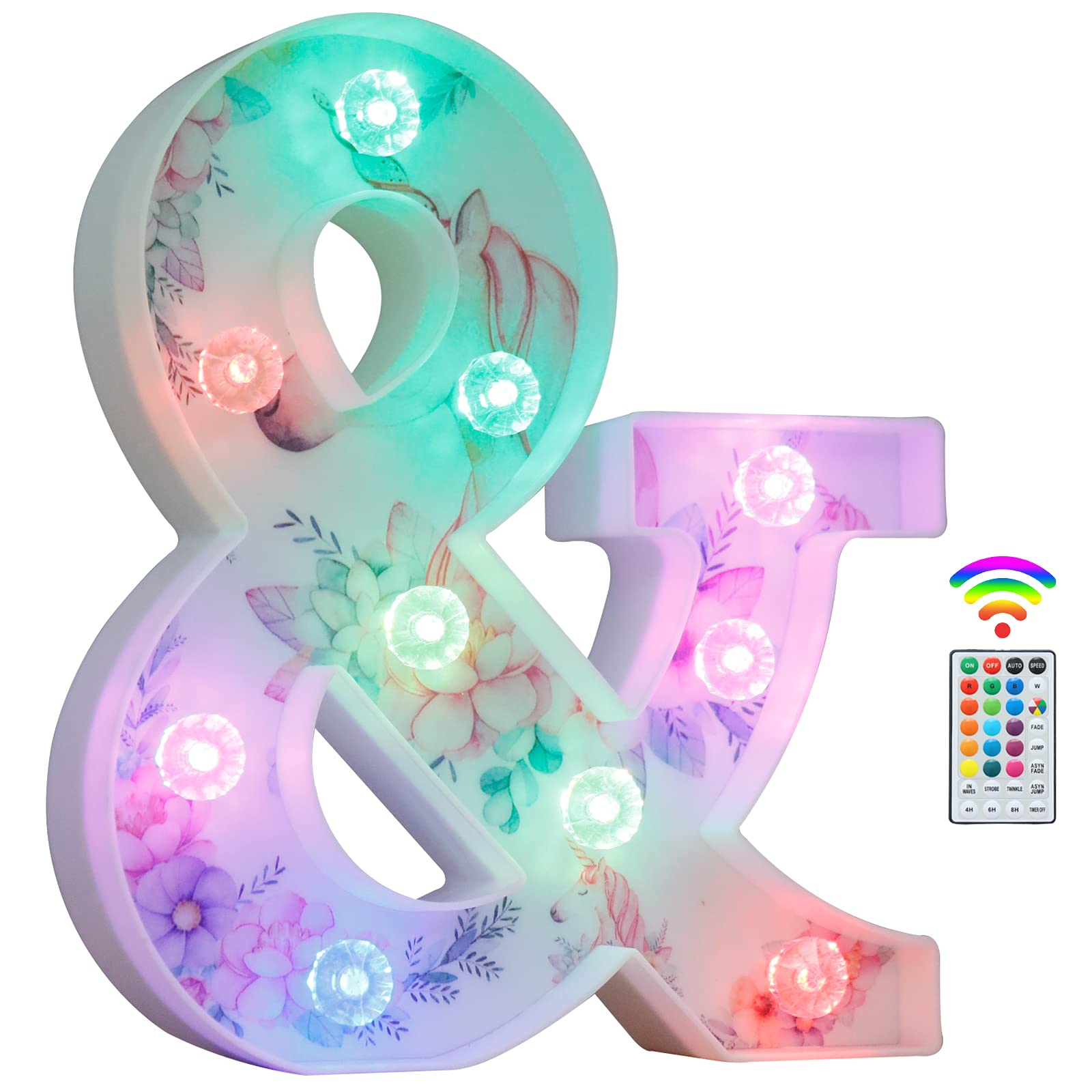 Unicorn Light Up Letters, LED Letter Lights 18 Color Changing Diamond Alphabet Sign Unicorn Gifts for Girls Women Party Birthday Decorations Remote Night Light Christmas Valentine Wall Table Decor - &