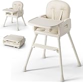 Obee Odee 3-in-1 Portable Baby High Chair for Babies and Toddlers (Beige) | Foldable High Chair for Toddlers with Adjustable Legs &amp; Easy Clean Tray, Travel HighChairs for Indoor and Outdoor Use