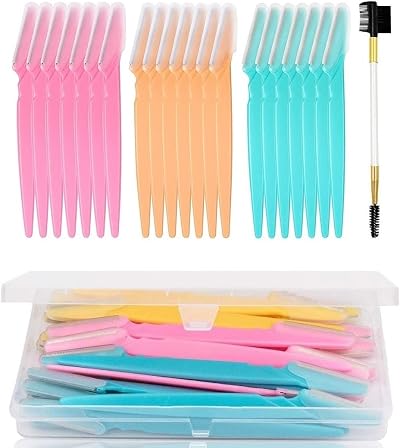 Feiyayi 21Pcs Dermaplaning Razor Set for Face Eyebrows Stainless Steel Safety