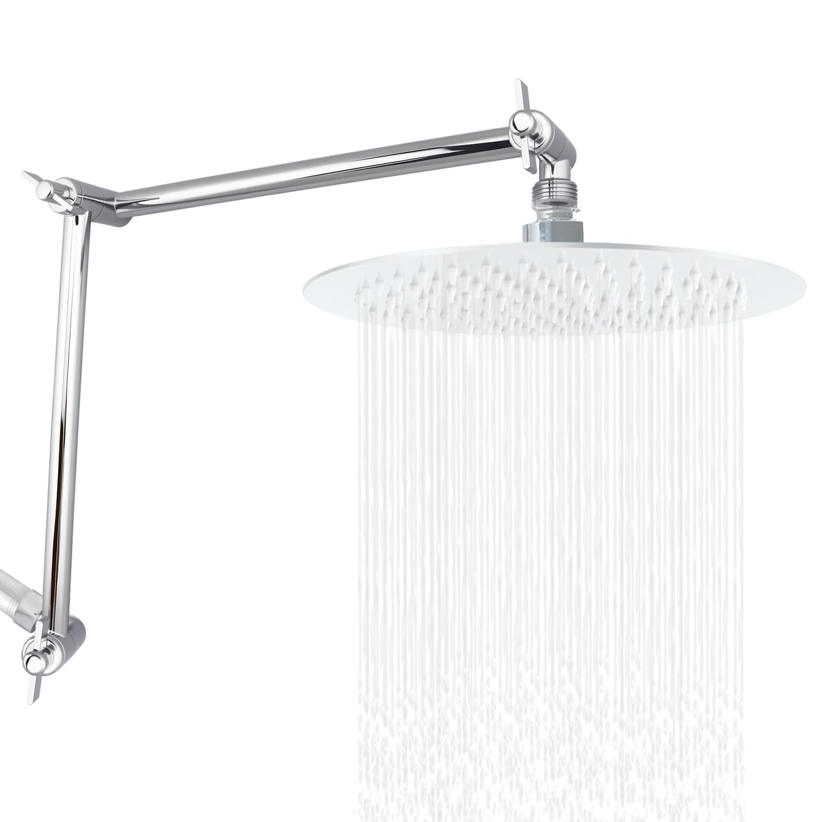 Photo 1 of 19 Inch Shower Head Extension Arm, Upgrade Flexible Height & Angle Adjustable Shower Arm Extender with Lock Joint, G1/2 Universal Connection for Rain & Handheld Shower Head (Chrome, 19)