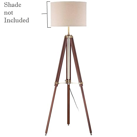 Surveyor Tripod Floor Lamp For Living Room Cherry Finish