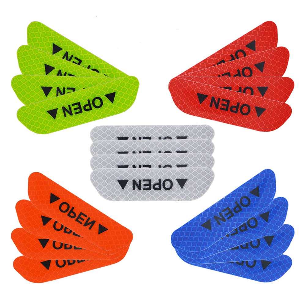 Senven Advanced Open The Door Car Door Anti-Collision Warning Reflective Stickers, Universal Car Sticker Waterproof Warning Safety Warning Sticker with Sign (20 Pieces-5 Sets)