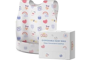 KIIS Disposable Baby Bibs for Travel - Waterproof Baby Smock Bibs for Eating, Toddlers & Kids - Travel & Daycare Essentials