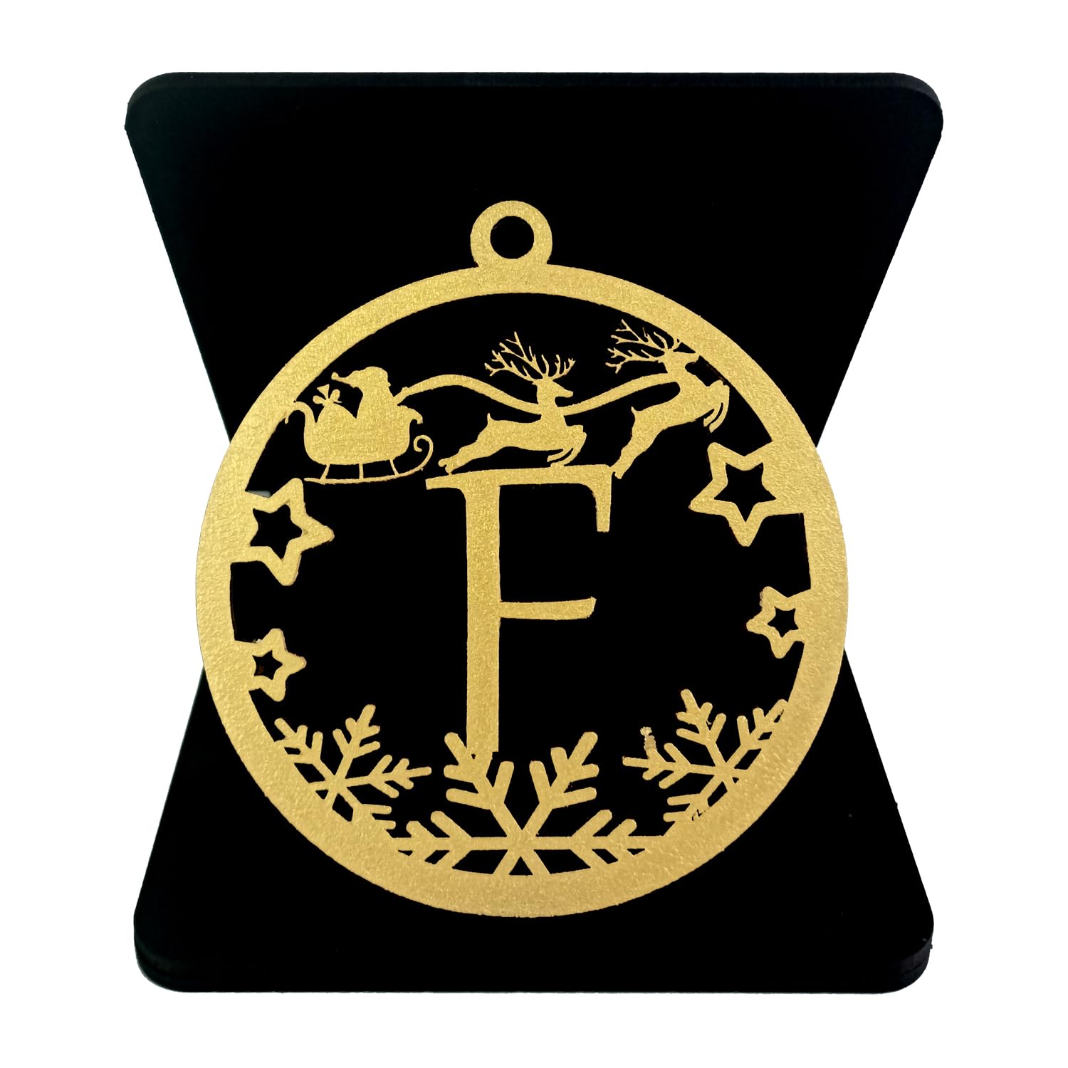 Photo 1 of **CASE ONLY*** Letter Decorations Personalized Christmas Tree Decoration, Family Initial Monogram, Very Stylish Wooden Gift Box, Can Also Be Used As A Plaque On The Table, Holiday Ornament, Office Home Gift (F)