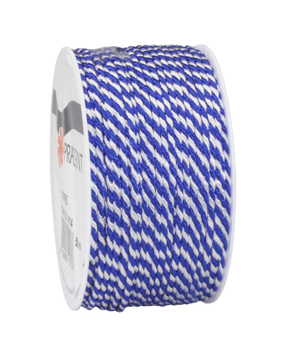 Präsent - Spree Cord Ribbon Blue-White 50 m Length - 2 mm Width
