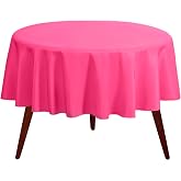 Gee Di Moda Round Tablecloth - 90 Inch Fuchsia Round Table Cloth for 30 to 60 Inch Round Tables - Heavy Duty Washable Fabric - for Buffet Table, Holiday Party, Dinner, Wedding &amp; Baby Shower