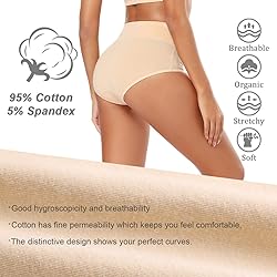 Molasus Women's Soft Cotton Underwear Briefs High