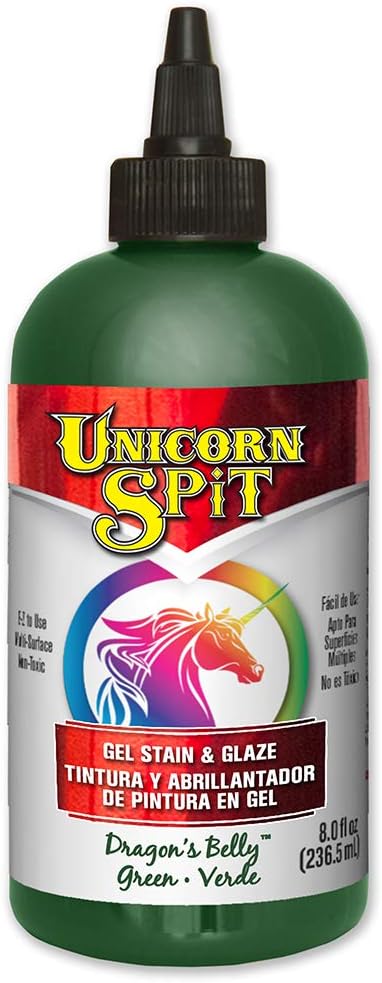 Unicorn SPiT Gel Stain and Glaze, Dragon's Belly Vibrant Water Based Paint for Wood Glass, Metal