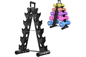 AmazeFan 5 Tier Dumbbell Rack Stand Only, A-Frame Design Weight Rack with Handle, Weights Metal Strength Training Dumbbells Storage Rack for Home Gym Space Saver (Dumbells not Included)