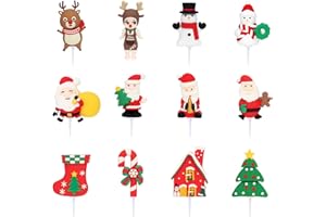 OULUN 12 Pcs Christmas Cake Decoration Ornaments, Christmas Cake Decorating Supplies, Santa Claus Figurine Decorations Mini Figurines Christmas Decorations