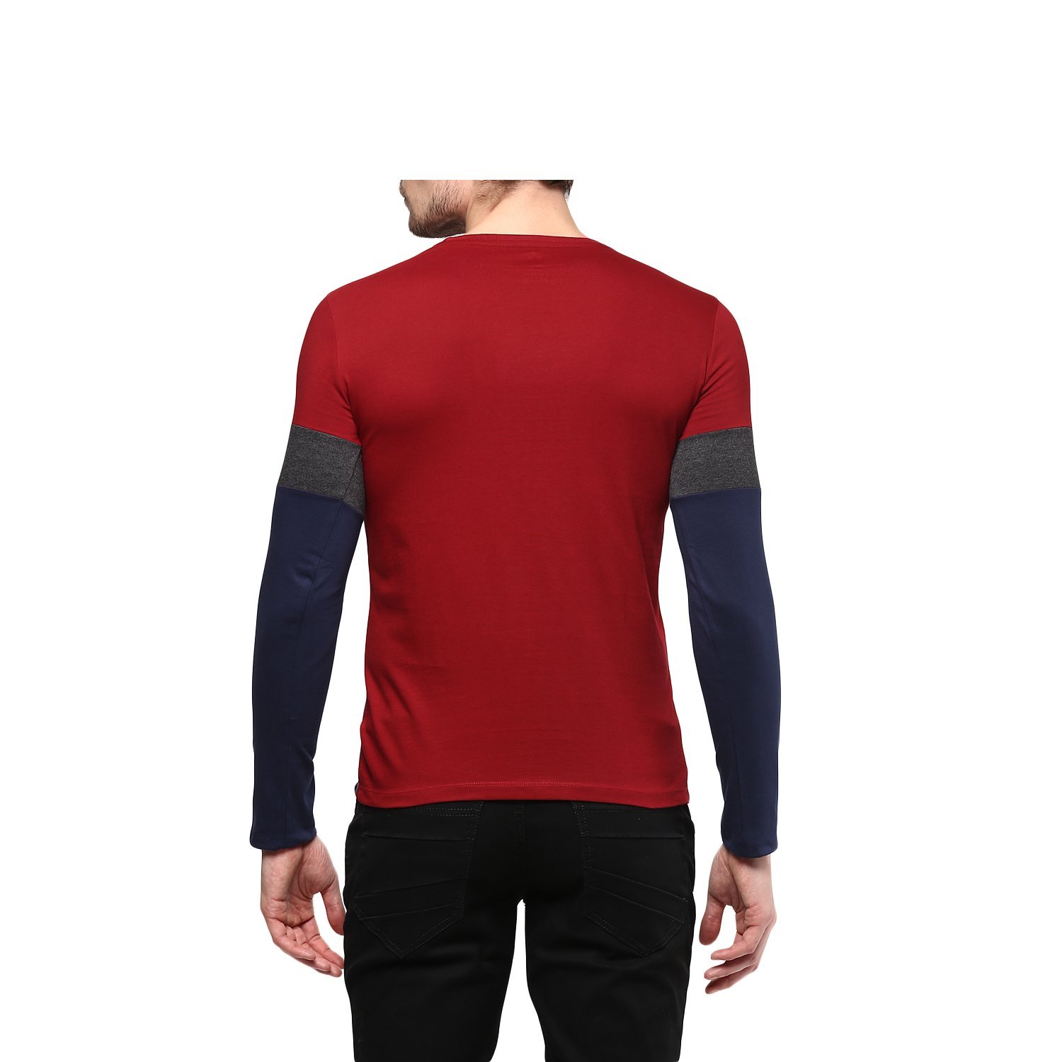 urbano fashion men's maroon, charcoal grey, navy blue round neck full sleeve t-shirt