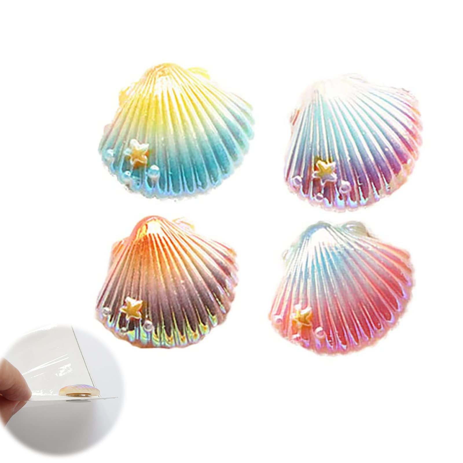 Vokowin 4 Pcs Shell Shape Diamond Painting Magnets Diamond Painting Magnetic Covers Holders Cross Stitch Magnets Art Accessories Cartoon Shape Embellishments for Crafts (K221-4)