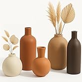 Neutral Ceramic Vase Set – 5 Matte Earth-Tone Vases for Japandi, Scandinavian, or Minimalist Home Decor, Table, Entryway, Shelf & Mantel Styling