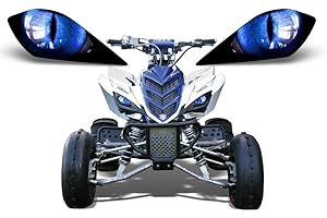 AMR Racing ATV Headlight Eye Graphics Decal Cover Compatible with Yamaha Raptor 700/250/350 - Eclipse Blue