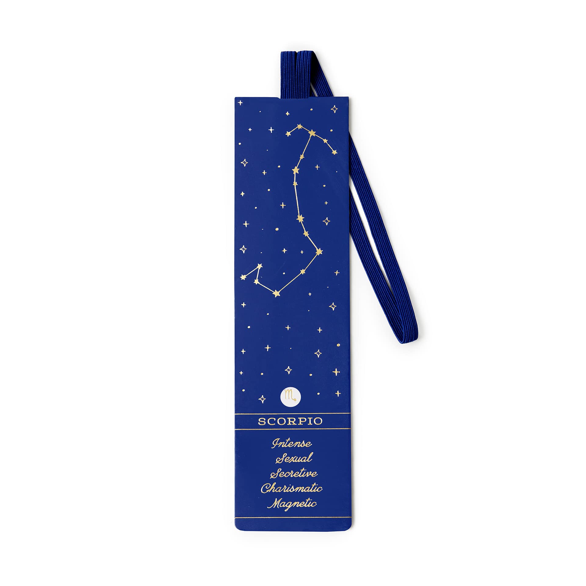 Legami - Bookmark with Elastic Page Marker, Also Useful for Keeping The Book Closed, in Laminated Certified Paper, 4.7 x 17.5 cm, Scorpio Theme