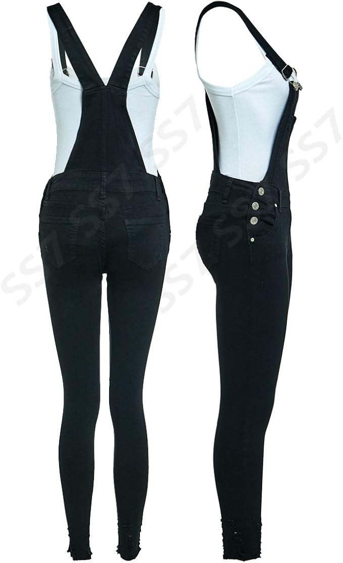 black skinny dungarees womens