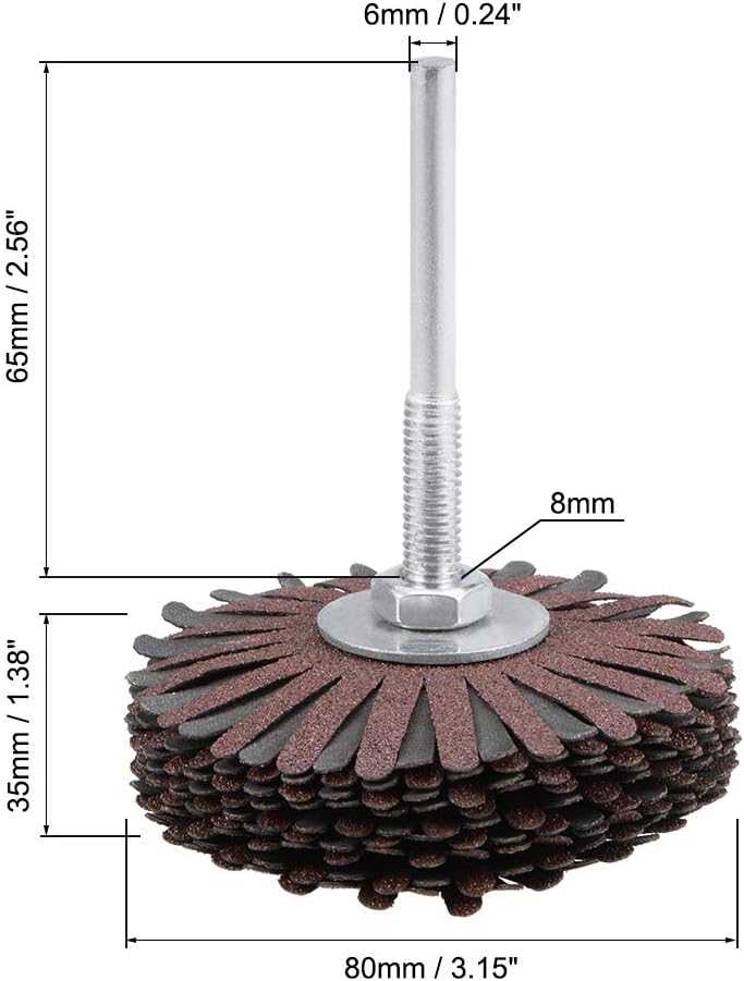 sourcing map Abrasive Cloth Flap Wheel Sanding Star 1/4-Inch Shank for Woodworking Root Carving Furniture Polishing 120 Grit - Image 3