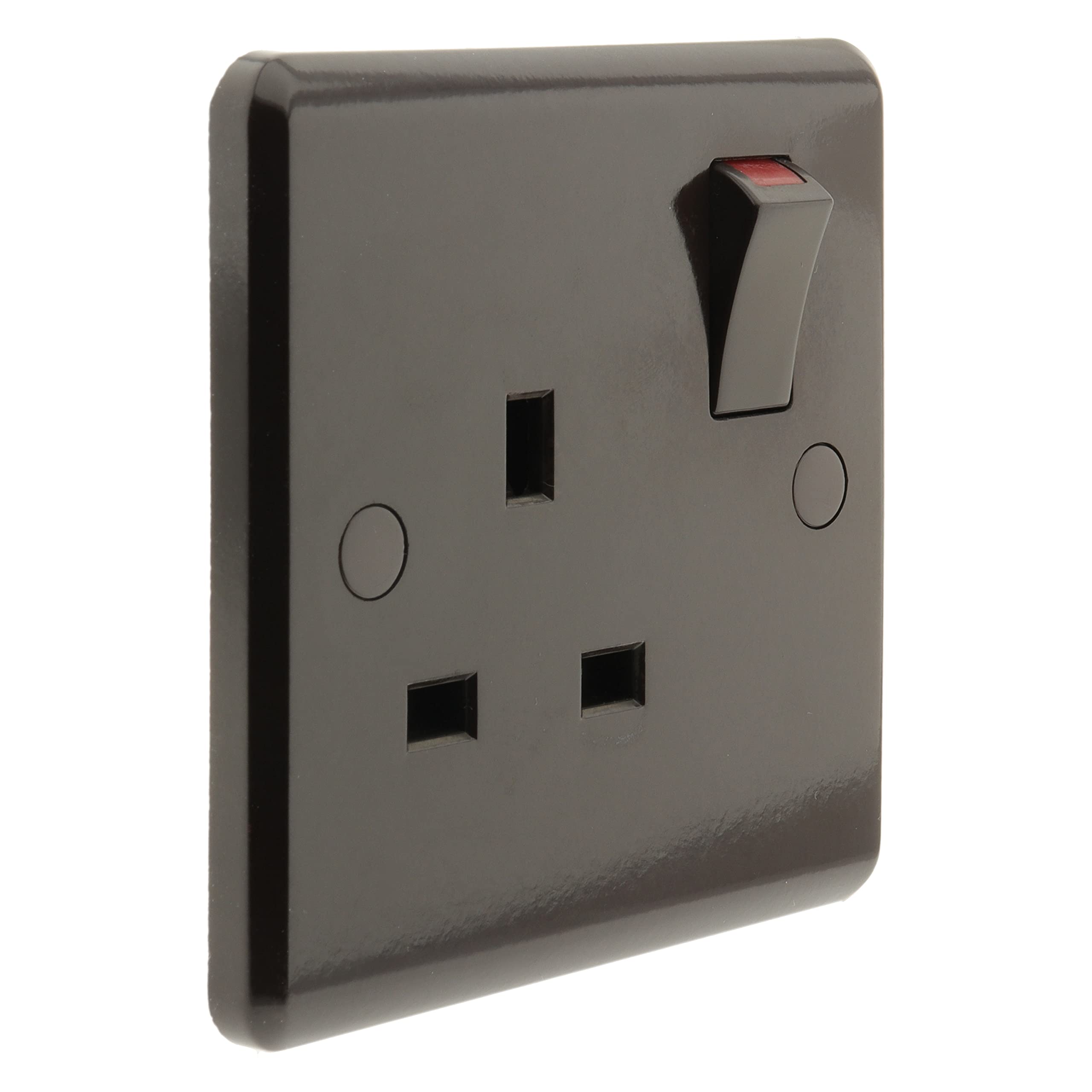 Art Deco Emporium Single Wall Socket in Vintage Period Style Bakelite Dark Brown Part of the New eXalt V2.0 Brand. Standard UK 13amp Single Plug Socket; plug sockets; electric sockets; 1Gang