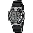 Casio AE1000W Series | Men’s Digital Watch | 100M WR | Multi Alarms | 100 SEC Stopwatch | Countdown Timer | World Map for World Time | LED Light | LC Analog Display | 10 Year Battery