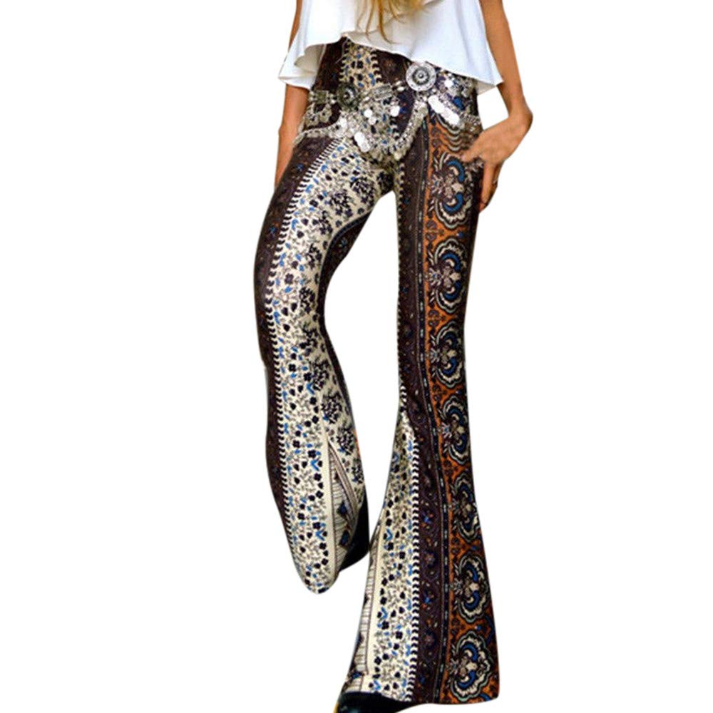 patterned bell bottom yoga pants