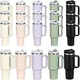 15 Pack 40 Oz Tumbler with Handle and Straw Bulk, 40 Oz Tumbler Stainless Steel Vacuum Insulation Keep Hot and Cold, 40 Oz Travel Coffee Mug with Silicone Spill Proof Stopper Set, Individually Boxed