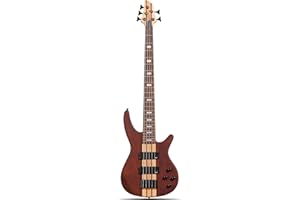Leo Jaymz Solid Body 5-String Bass Guitar, Solid ASH Body with Maple and Sapele Neck, Laurel Fingerboard, Dual Humbucker Pickups, 34-Inch Scale, 24 Stainless Steel Frets for Studio & Live Performance