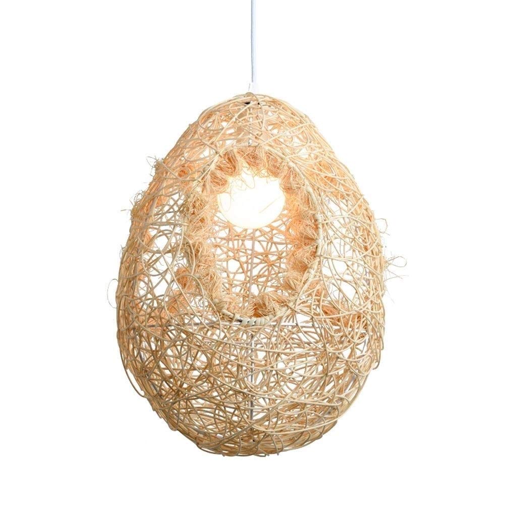 XUMINGDD Retro Rattan Bird Nest Chandelier Hotel Hand Woven Loft Ceiling Lamp Restaurant Cafe Living