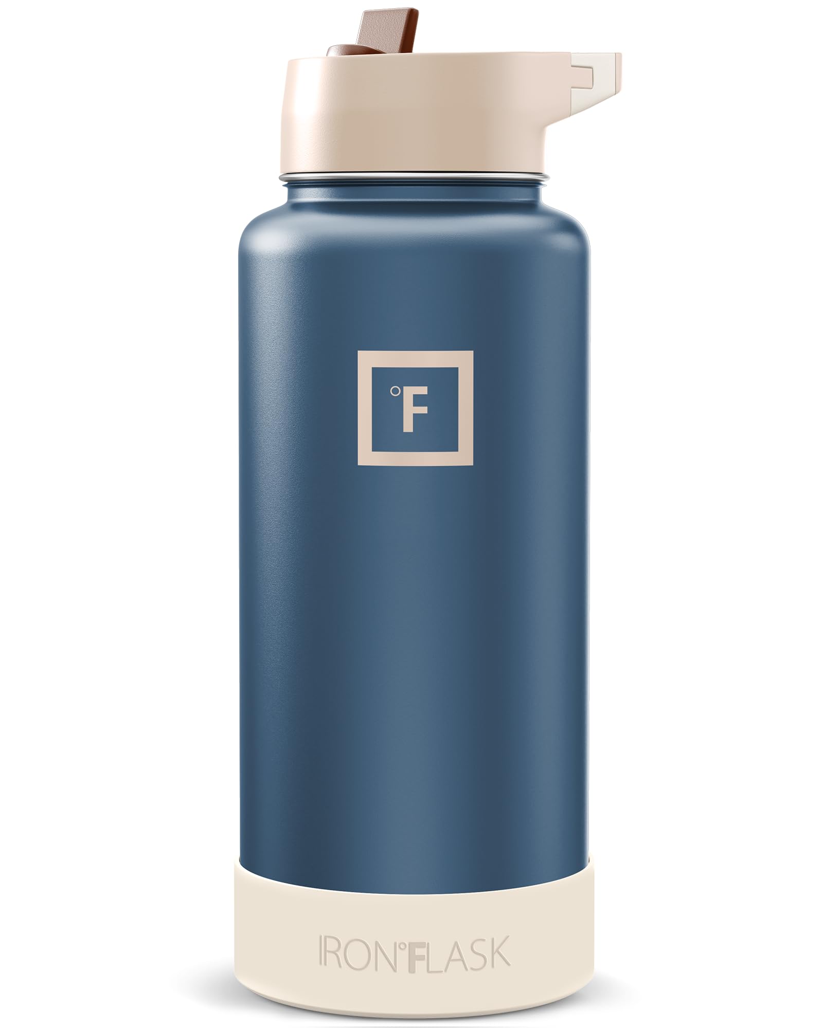 IRON °FLASK Camping & Hiking Hydration Flask with Straw, Wide Mouth Insulated Stainless Steel Sports Water Bottle - Desert Oasis 32 oz - Straw (1 Lid) Image